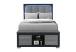 EMMA BLACK/GREY FULL BED WITH LED AND USB