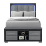 EMMA BLACK/GREY FULL BED WITH LED AND USB