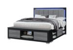EMMA BLACK/GREY KING BED WITH LED AND USB - Image 2
