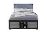 EMMA BLACK/GREY QUEEN BED WITH LED AND USB