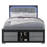 EMMA BLACK/GREY QUEEN BED WITH LED AND USB