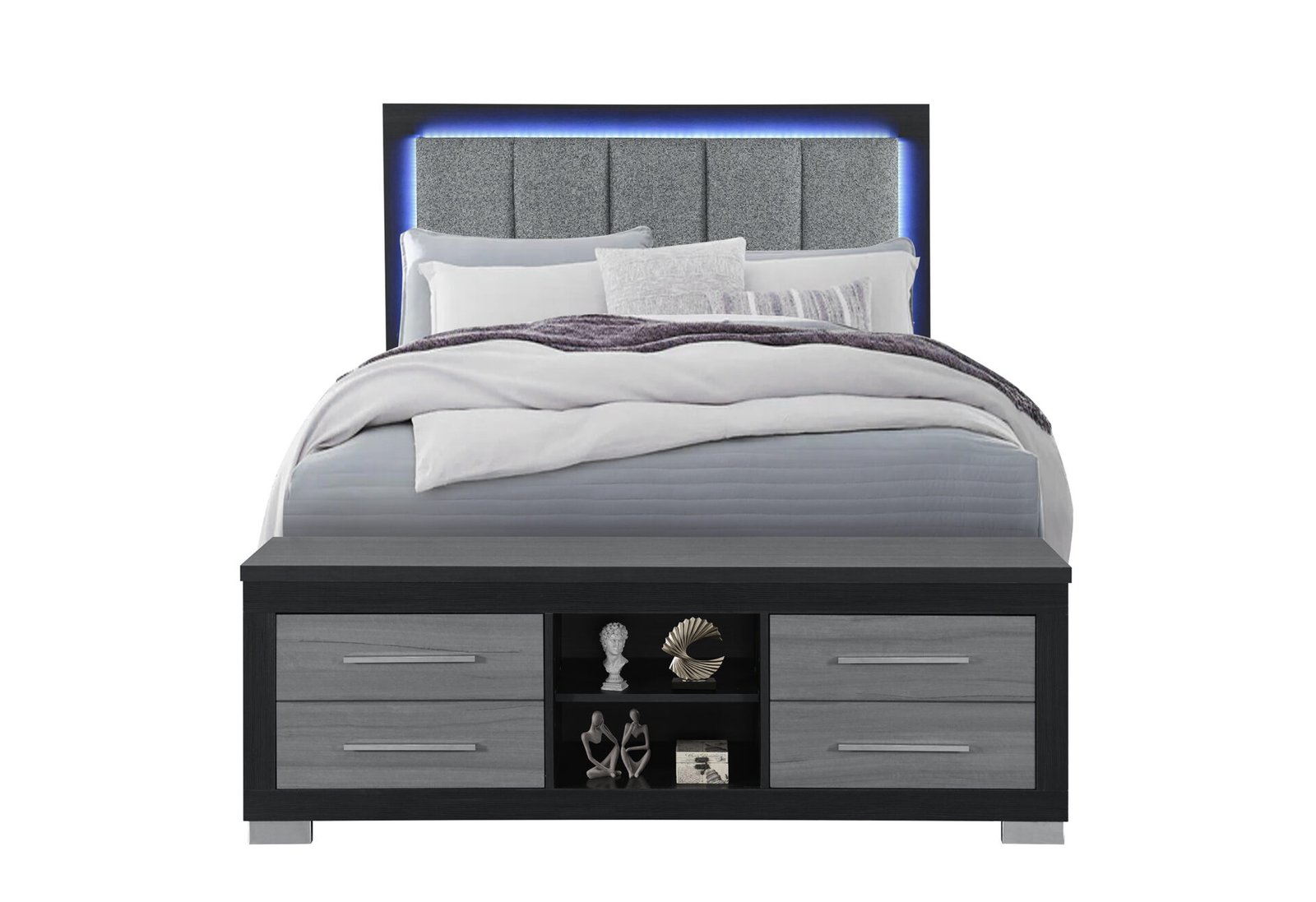 EMMA-GREY-BLACK-QB-1.jpg EMMA BLACK/GREY QUEEN BED WITH LED AND USB - Image 1