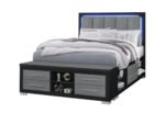 EMMA BLACK/GREY QUEEN BED WITH LED AND USB - Image 2