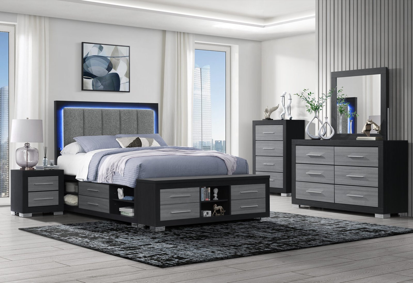 EMMA-GREY-BLACK-QBG.jpg EMMA BLACK/GREY FULL BED GROUP - Image 1