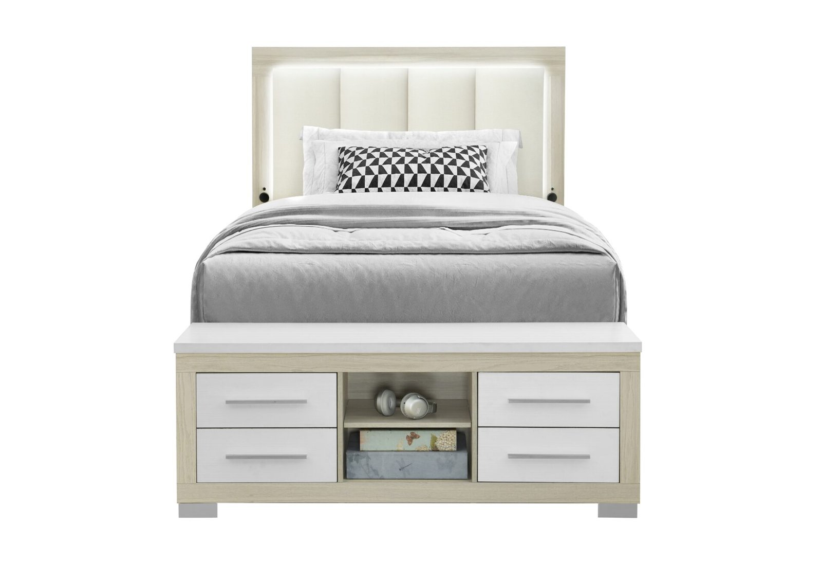 EMMA-NATURAL-FB-FRONT.jpg EMMA NATURAL/WHITE FULL BED WITH LED AND USB - Image 1