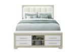 EMMA NATURAL/WHITE QUEEN BED WITH LED AND USB