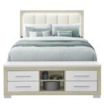 EMMA NATURAL/WHITE QUEEN BED WITH LED AND USB