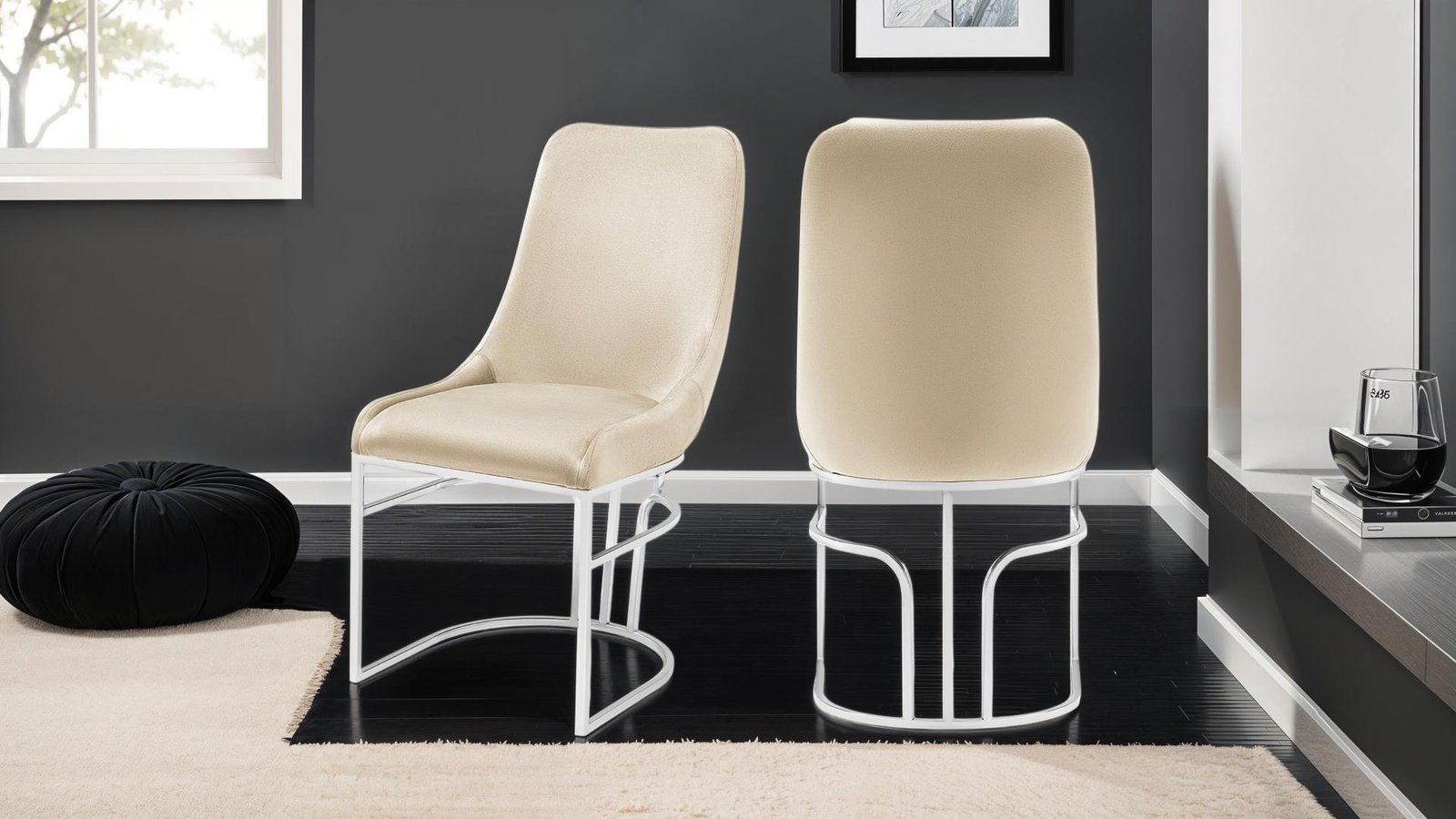 EMRALD_STEEL_LEGS_BEIGE_1500_975.jpg EMRALD STEEL LEGS BEIGE - 2 CHAIRS PER BOX - Image 1