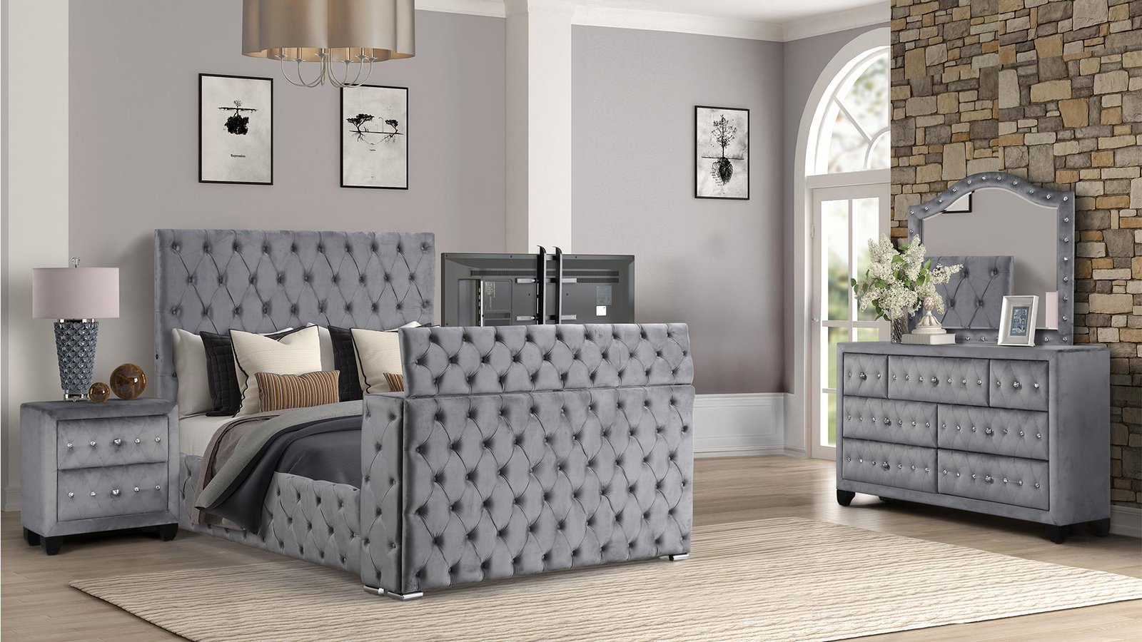 ENCORE_DRESSER_GRAY_4PC_1500_975.jpg ENCORE KING 4PC BEDROOM SET IN GRAY - Image 1