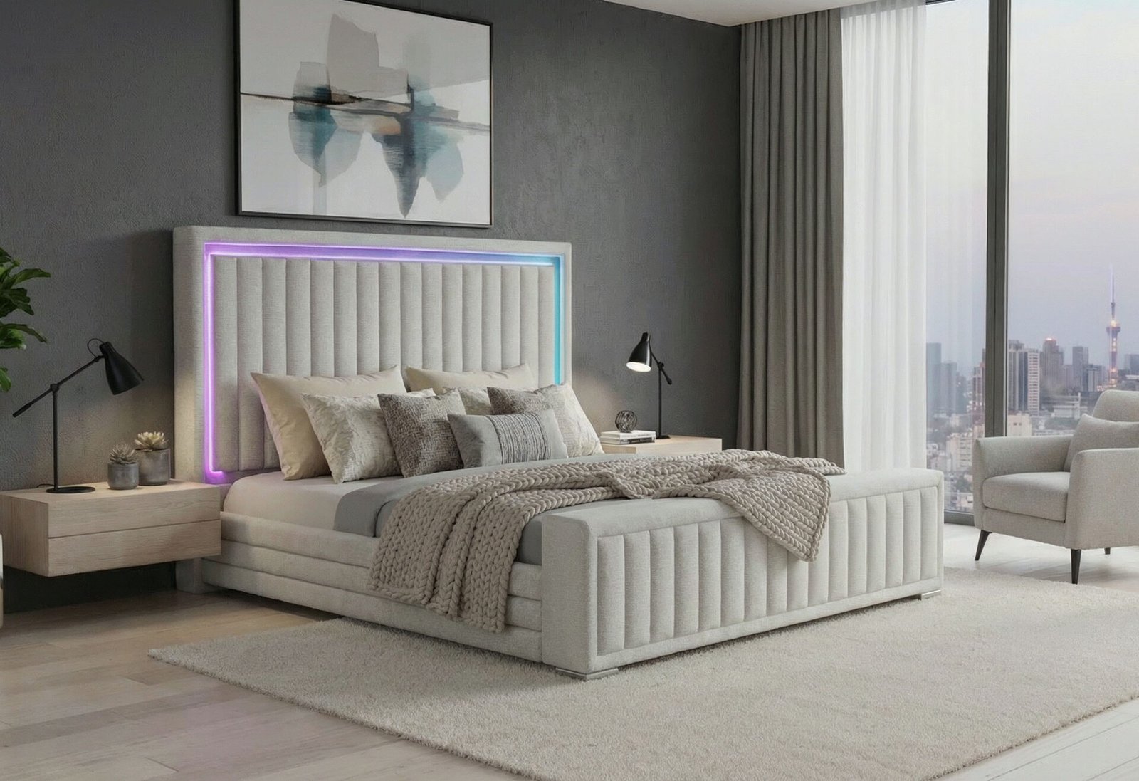 Elias-Grey-Standard-Footboard-1.jpg ELIAS GREY KING BED WITH IMMERSIVE SOUND - Image 1