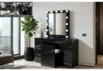 ELLA BLACK VANITY SET WITH STORAGE STOOL