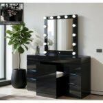 ELLA BLACK VANITY SET WITH STORAGE STOOL