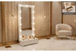 ELLA WHITE NARROW TALL MIRROR WITH LED AND SPEAKER