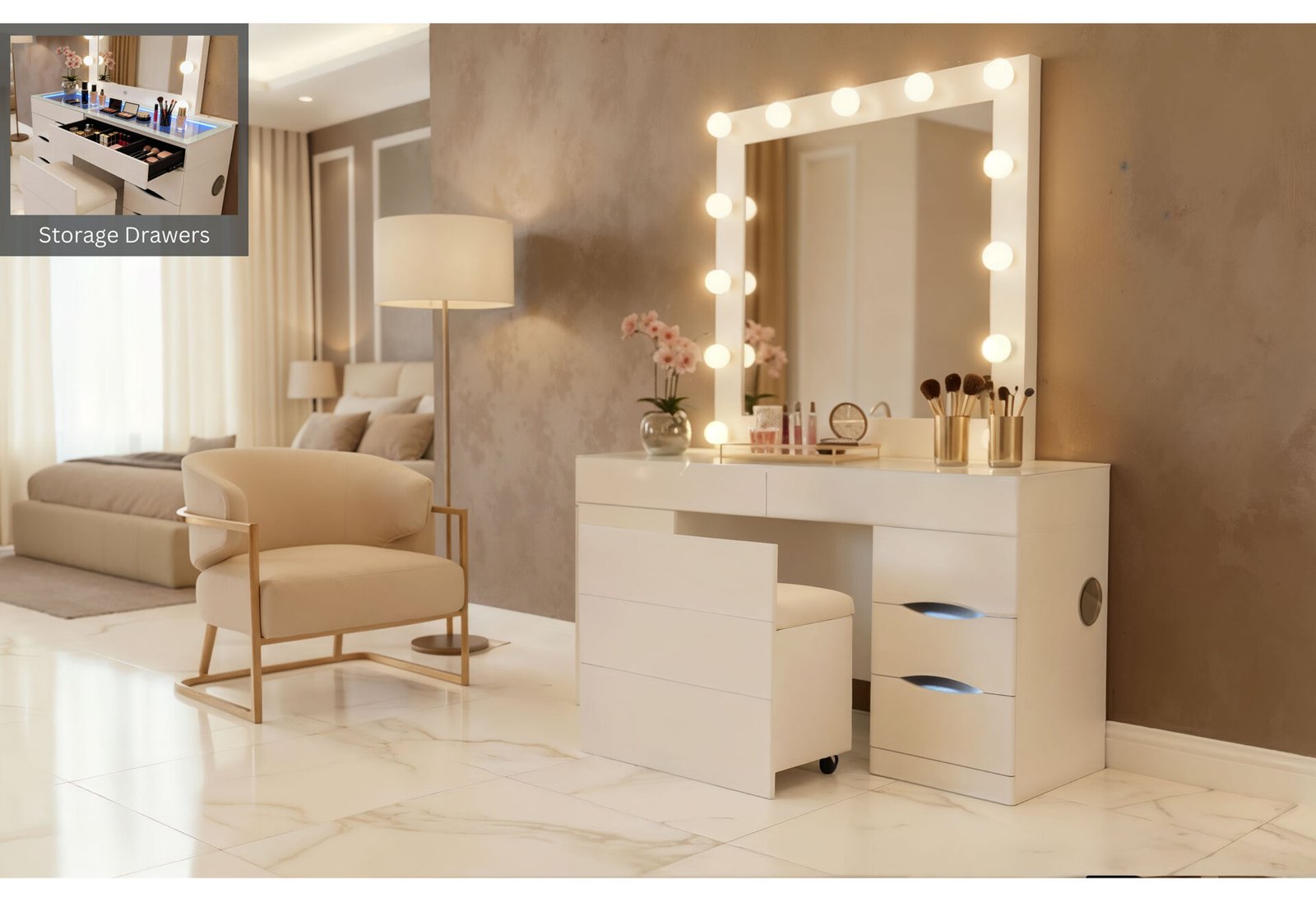 Ella-White-VT-Final.jpg ELLA WHITE VANITY WITH SPEAKER - Image 1
