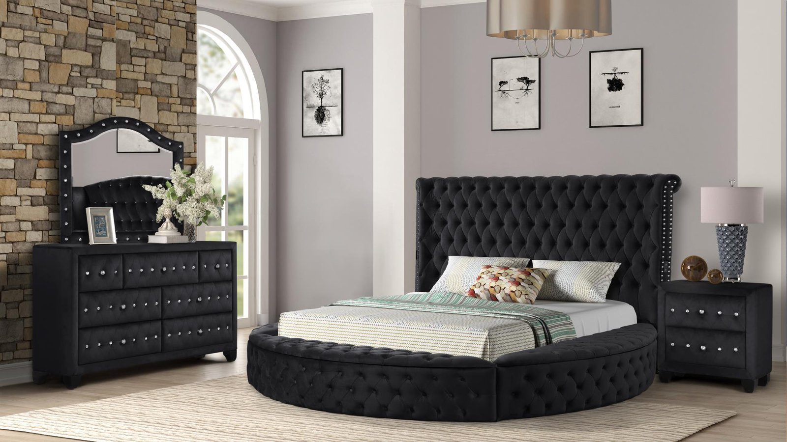 Hazel_BedRoom_Set_Black_Dresser_42_1500_975.jpg HAZEL QUEEN 4 PC BEDROOM SET IN BLACK - Image 1