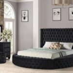 HAZEL QUEEN 4 PC VANITY BEDROOM SET IN BLACK