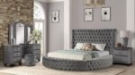 HAZEL QUEEN 4 PC VANITY BEDROOM SET IN GRAY