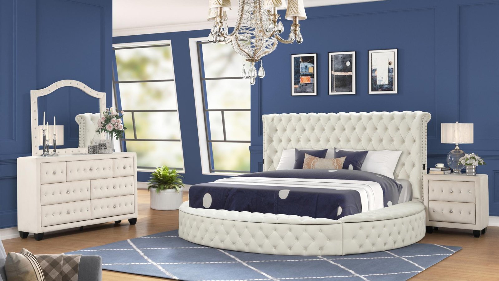 Hazel_Bedroom_Set_Cream_Main_Dresser_1500_975.jpg HAZEL KING 4 PC BEDROOM SET IN CREAM - Image 1