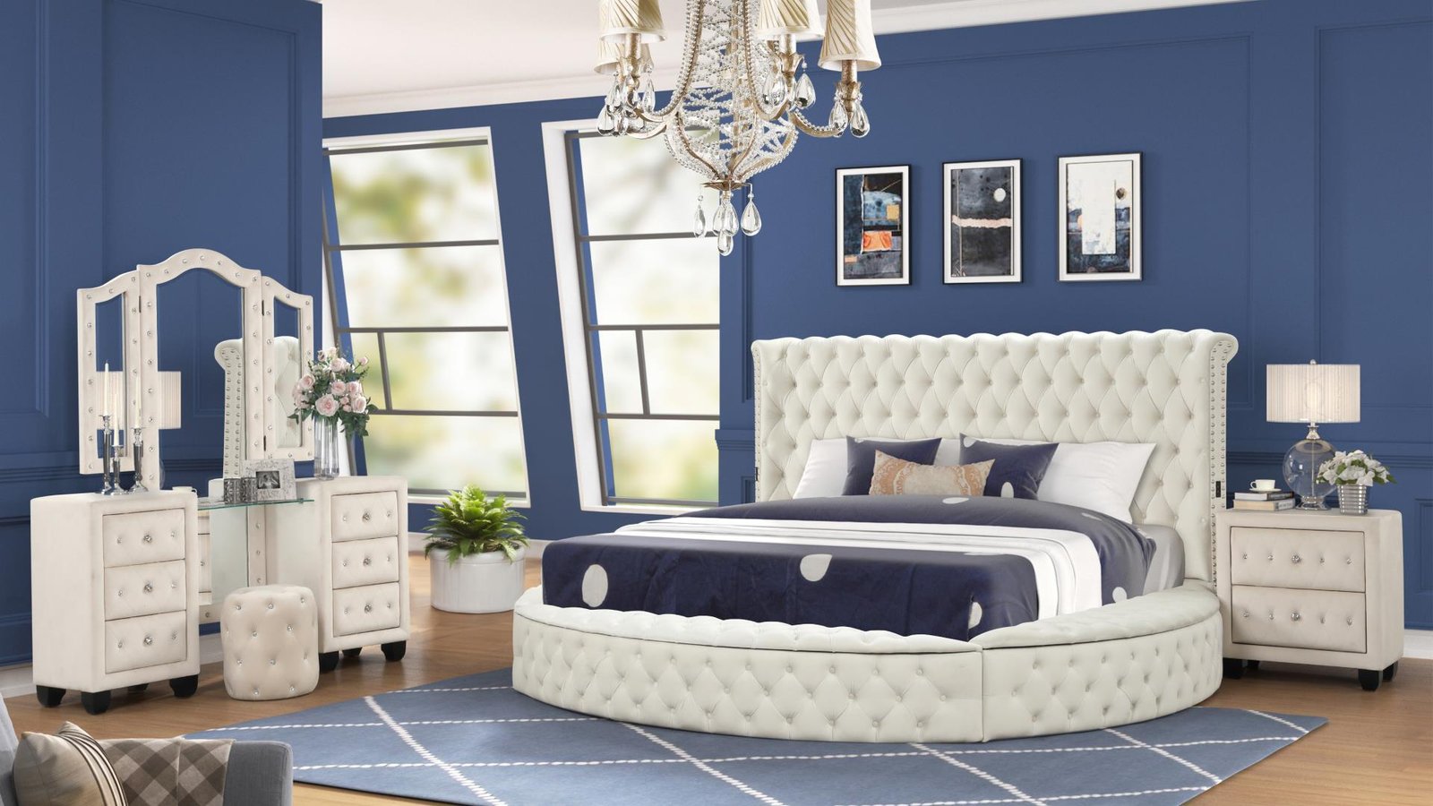 Hazel_Bedroom_Set_Cream_Main_Vanity_1500_975.jpg HAZEL KING 4 PC VANITY BEDROOM SET IN CREAM - Image 1
