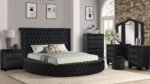 HAZEL QUEEN 4 PC VANITY BEDROOM SET IN BLACK - Image 2