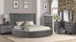 HAZEL QUEEN 4 PC VANITY BEDROOM SET IN GRAY - Image 2
