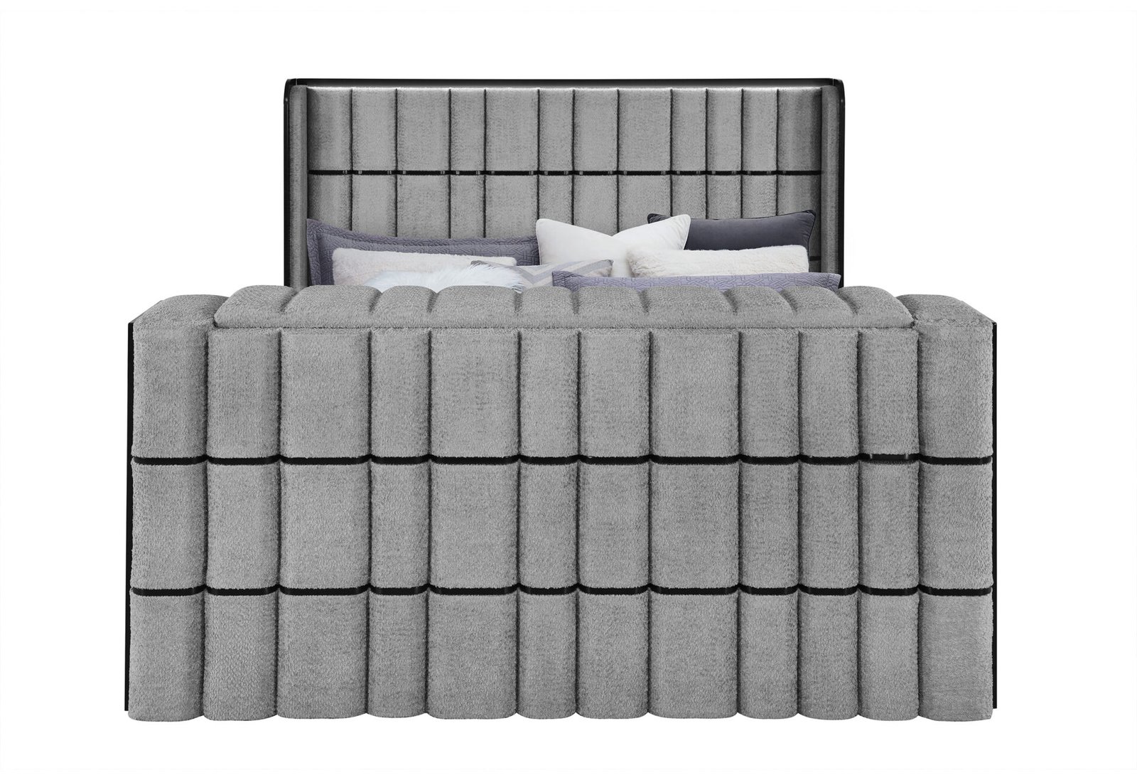Isabella-Grey-KB-1.jpg ISABELLA GREY KING BED W/LED, TV LIFT, SPEAKER AND FIREPLACE - Image 1
