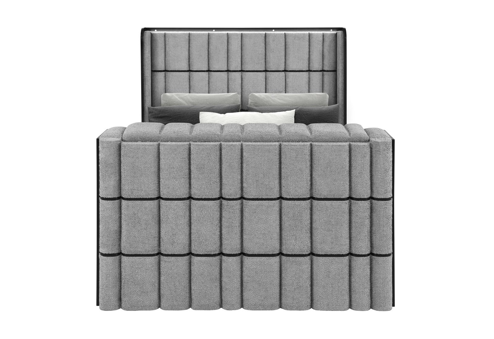 Isabella-Grey-QB-1.jpg ISABELLA GREY QUEEN BED W/LED, TV LIFT, SPEAKER AND FIREPLACE - Image 1