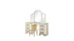 JASMINE QUEEN 4 PC VANITY BEDROOM SET IN BEIGE - Image 5