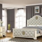 JASMINE QUEEN 4 PC VANITY BEDROOM SET IN BEIGE