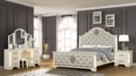 JASMINE QUEEN 4 PC VANITY BEDROOM SET IN BEIGE