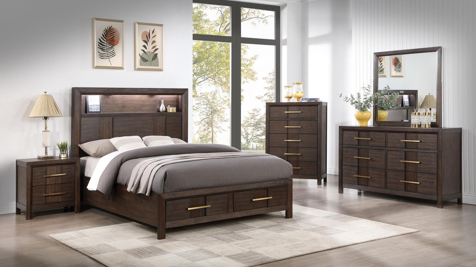 Kenzo_Main_19_1500_975.jpg KENZO KING 5 PC BEDROOM SET IN WALNUT - Image 1
