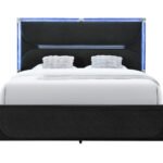 LANDO BLACK QUEEN BED WITH CONTINUOUS LED