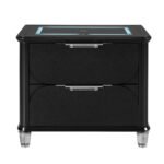 LANDO BLACK NIGHTSTAND WITH SPEAKER AND WIRELESS CHARGING PLATFORM