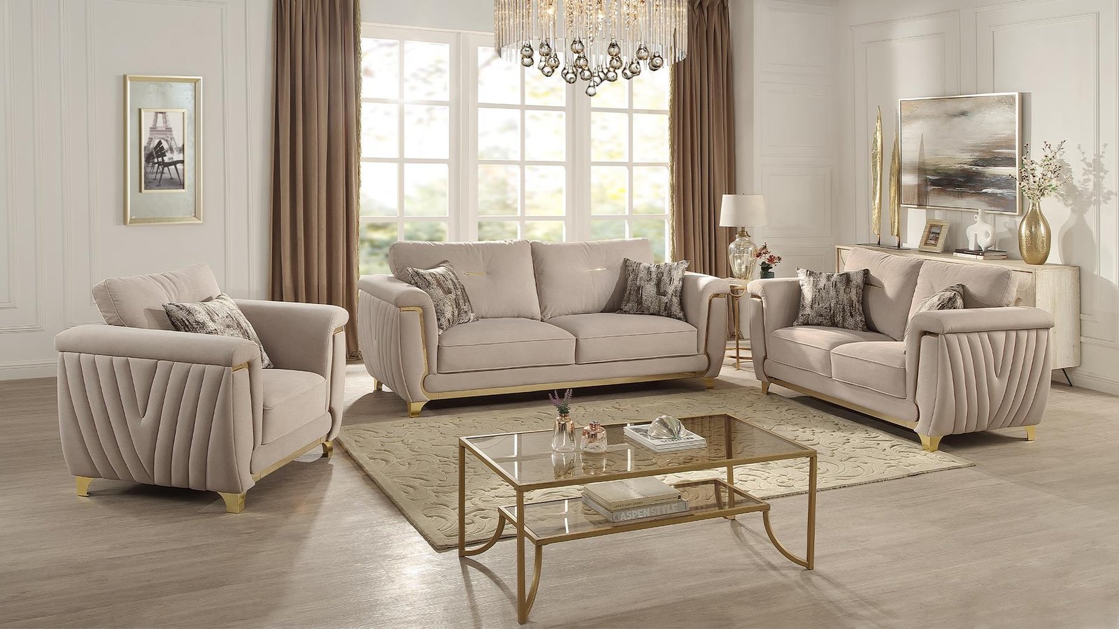 LEENA_TAUPE_10__1__1500_975.jpg LEENA 2 PC Living Room Sets IN BEIGE - Image 1
