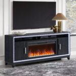 LILY DARK GREY ENT UNIT 72 INCH W/ LED, SPEAKERS, CRYSTAL INSERTS