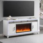 LILY WHITE ENTERTAINMENT UNIT 72 W/ LED, SPEAKERS, CRYSTAL INSERTS