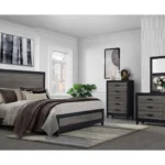 LISBON GREY/BLACK QUEEN BED GROUP