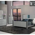 LOGAN SILVER QUEEN BED GROUP W/ LED AND SPEAKERS