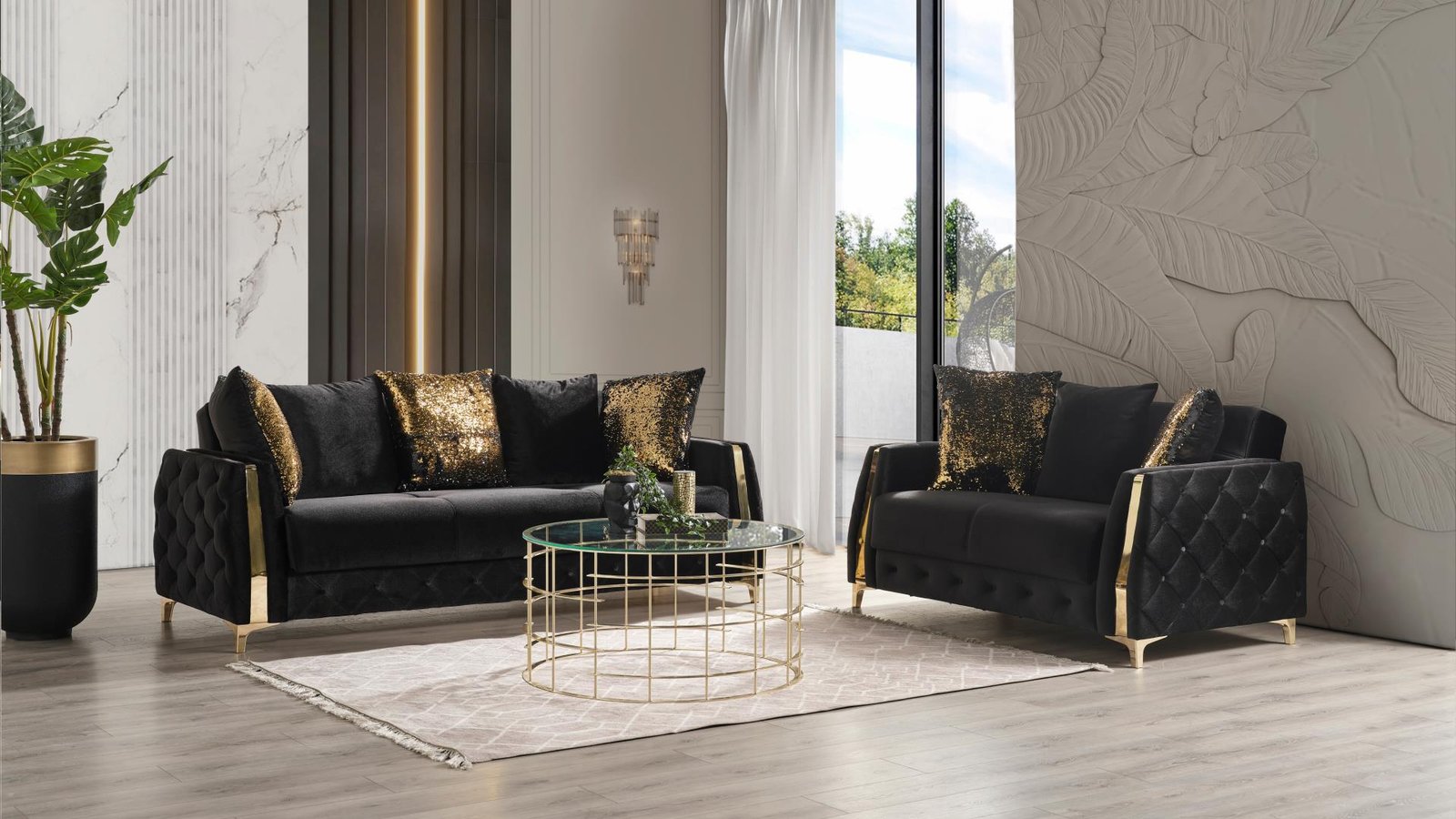 LUST_BLACK_2PC_1500_975.jpg LUST 2 PC Living Room Sets IN BLACK - Image 1