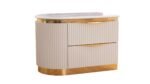 LAURA QUEEN 4 PC (LSF NS) - BEDROOM SET IN WHITE &AMP; GOLD - Image 6