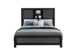 LISBON GREY/BLACK BOOKCASE QUEEN BED