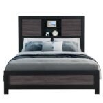 LISBON GREY/BLACK BOOKCASE QUEEN BED