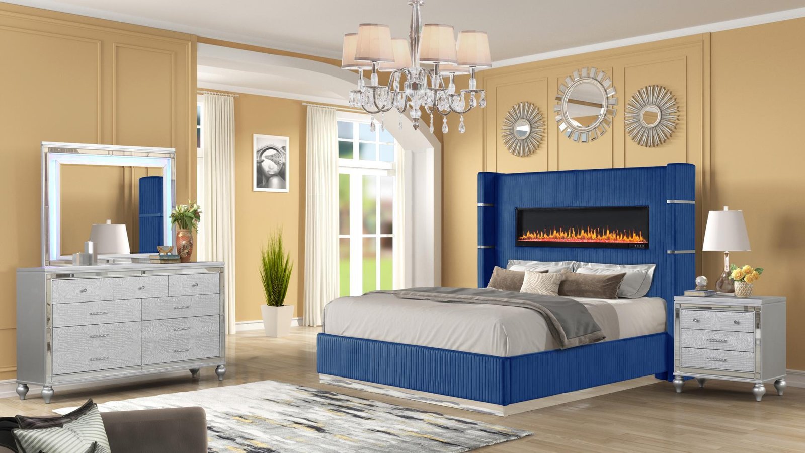 Lizelle_Blue_60_1500_975.jpg LIZELLE QUEEN 4 PC BEDROOM SET IN NAVY - Image 1