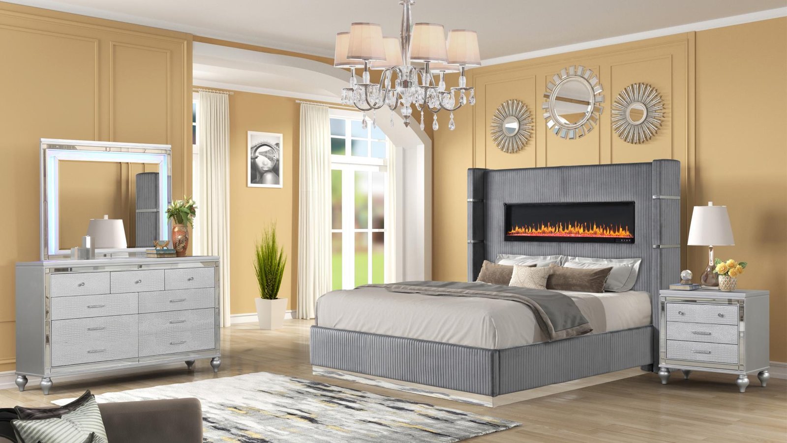Lizelle_Gray_45_1500_975.jpg LIZELLE QUEEN 4 PC BEDROOM SET IN GRAY - Image 1