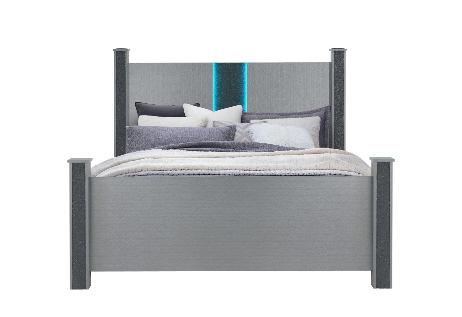 Logan-Silver-KB-FRONT.jpg LOGAN SILVER KING BED WITH LED AND SPEAKERS - Image 1