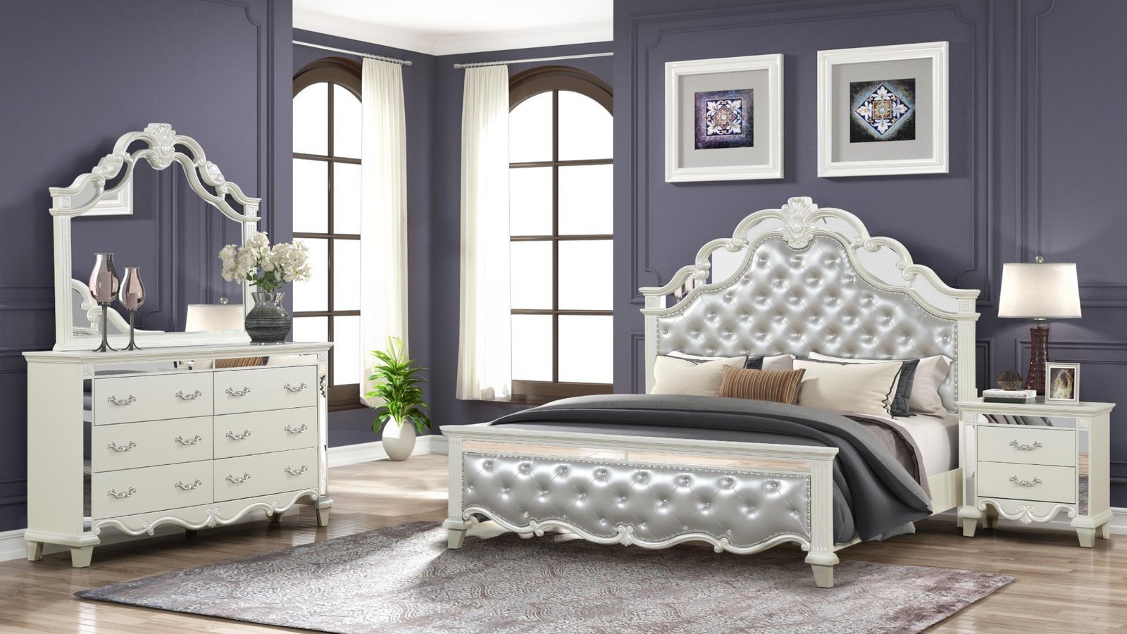 MILAN_MILKY_WHITE_74_1500_975.jpg MILAN QUEEN 4 PC BEDROOM SET IN MILKY WHITE - Image 1