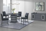 MONACO DARK GREY BAR TABLE AND 6 MONACO DARK GREY BAR STOOLS