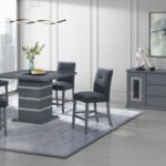MONACO DARK GREY BAR TABLE AND 6 MONACO DARK GREY BAR STOOLS