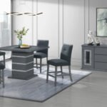 MONACO DARK GREY BAR TABLE AND 4 MONACO DARK GREY BAR STOOLS