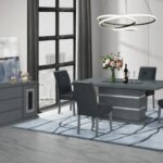 MONACO DARK GREY DINING TABLE AND 4 MONACO DARK GREY DINING CHAIRS